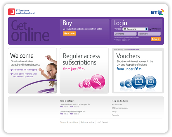 Screenshot of Landing page